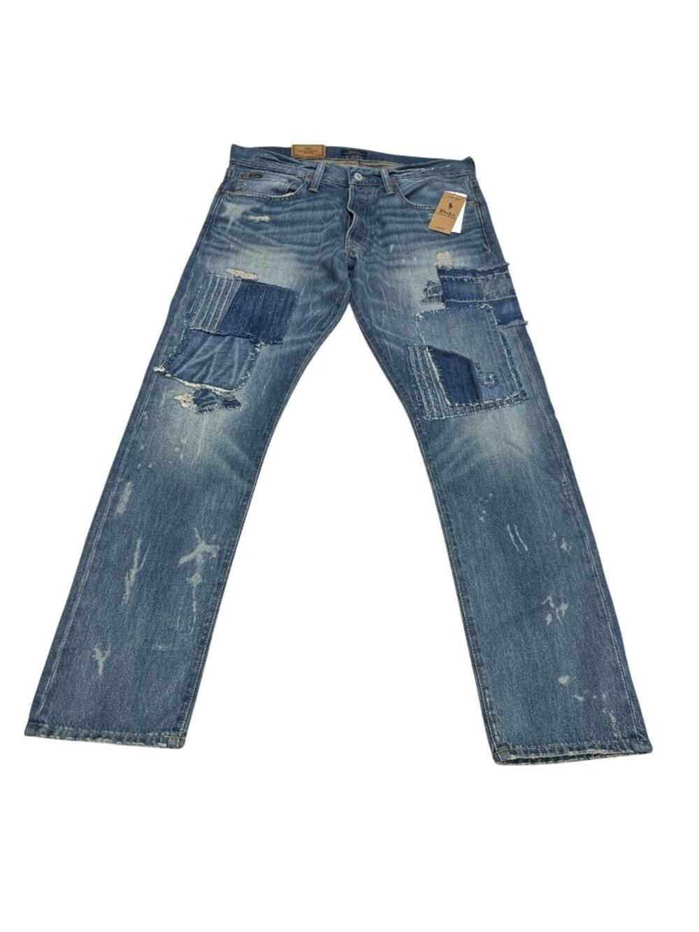 NWT Polo Ralph Lauren Men's Sullivan Slim Distressed Patchwork Jeans 32x30